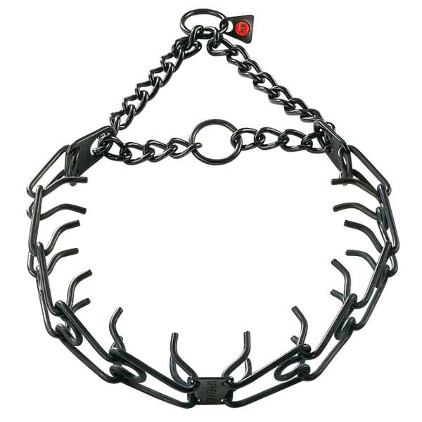 Prong collar of black stainless steel for badly behaved pets