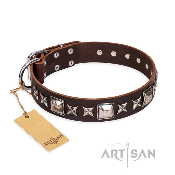 Impressive full grain genuine leather dog collar for daily use