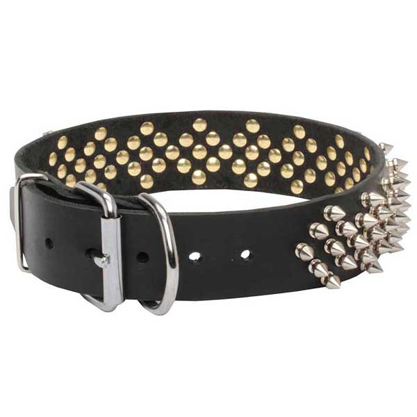 Marvelous leather dog collar with spikes