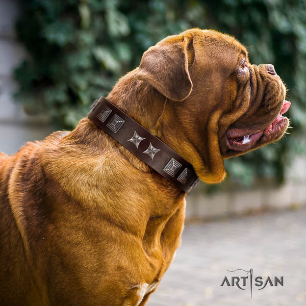 Dogue de Bordeaux handmade genuine leather dog collar