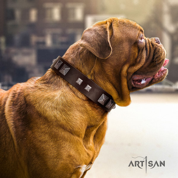 Dogue de Bordeaux basic training dog collar of top quality leather