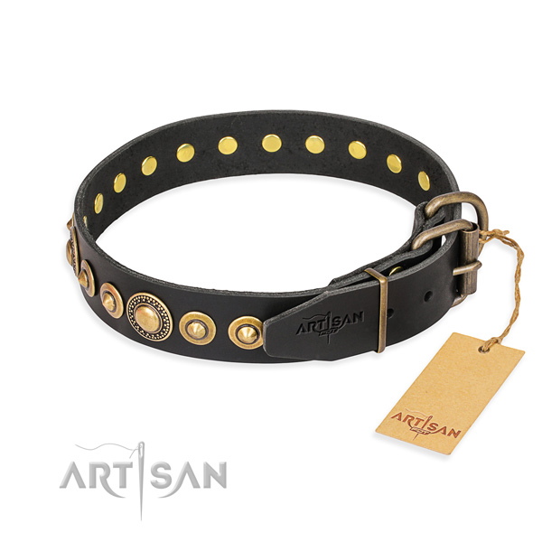 Gentle to touch full grain genuine leather collar handcrafted for your four-legged friend