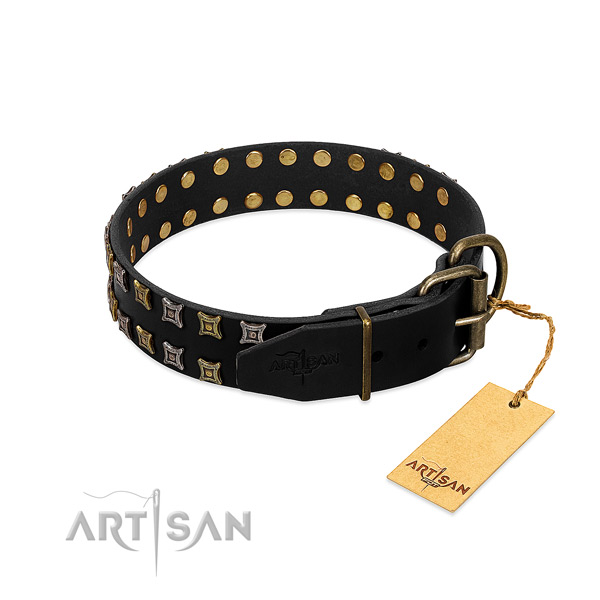 Strong full grain leather dog collar handcrafted for your pet