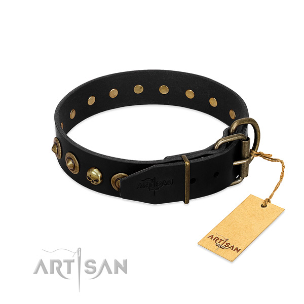 Full grain natural leather collar with exquisite decorations for your dog