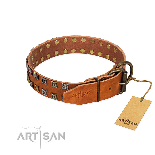 Quality full grain leather dog collar crafted for your four-legged friend