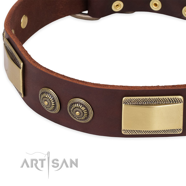 Stylish natural genuine leather collar for your stylish canine