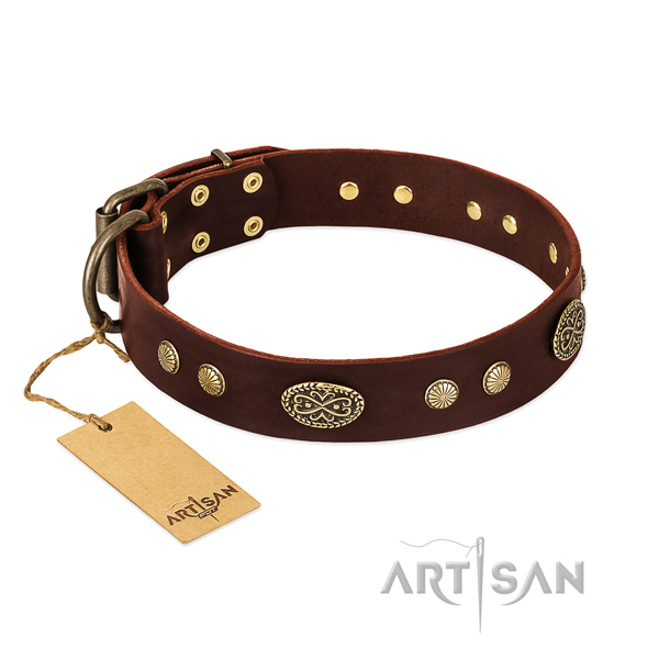Reliable decorations on Genuine leather dog collar for your canine
