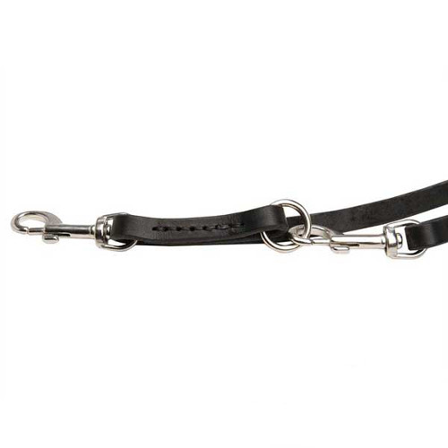 Leather Dogue de Bordeaux leash with 2 snap hook non-rusting